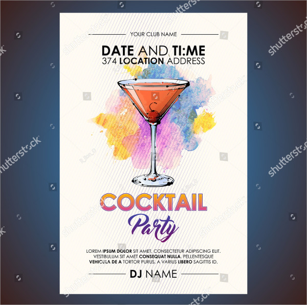 Sketch Style Cocktail Party Flyer Template