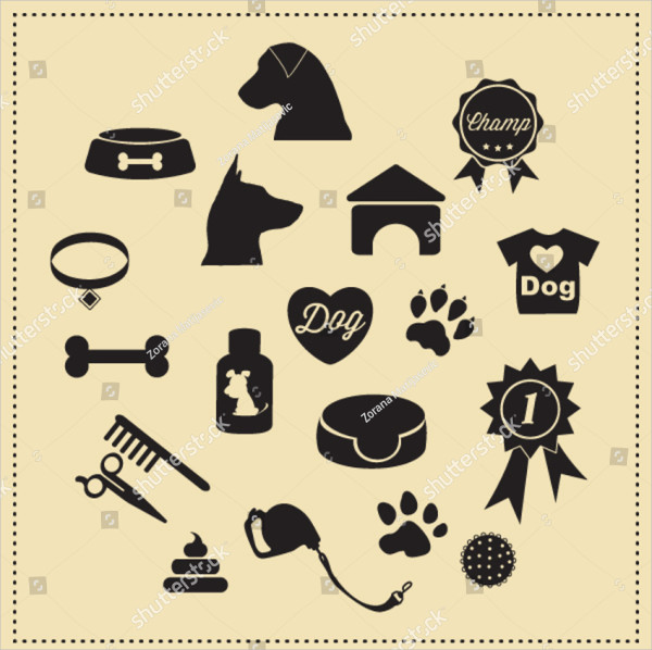 Vector Dog Icon Set Template