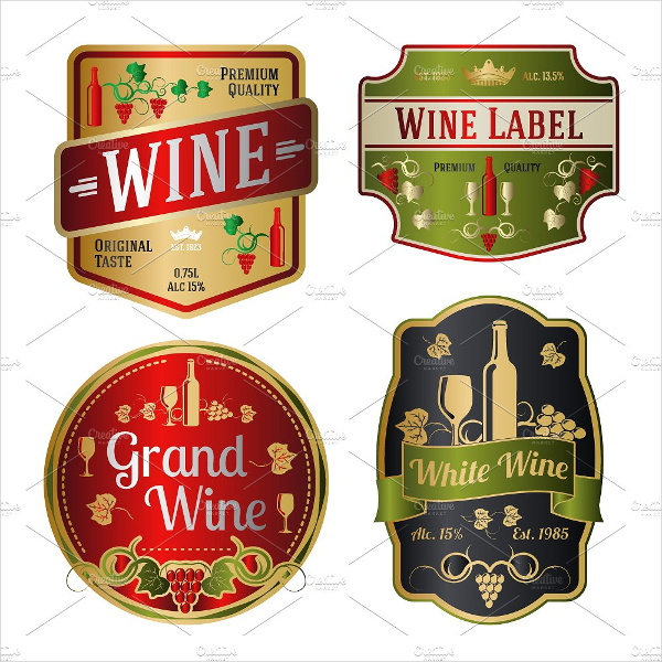 Vector Set Wine Labels Bonus