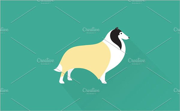 Vintage Collie Dog Icon Template