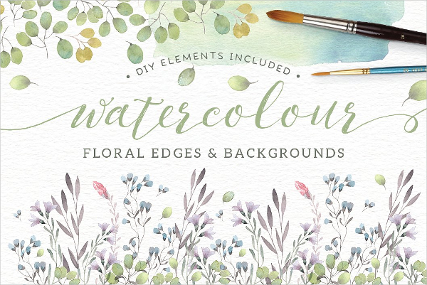 Watercolor Floral Edges Backgrounds