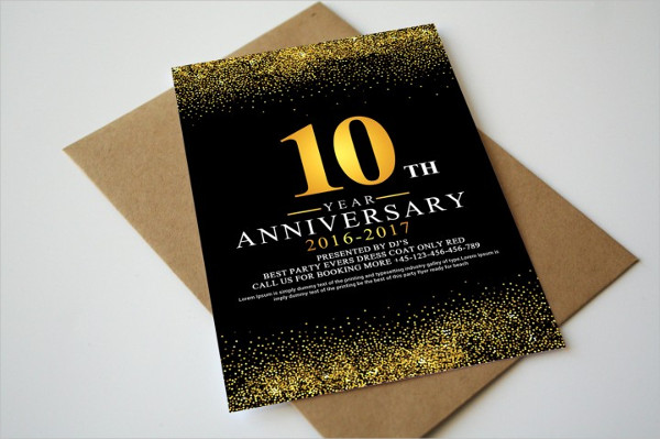 10 years Anniversary Invitation Card Design Templates