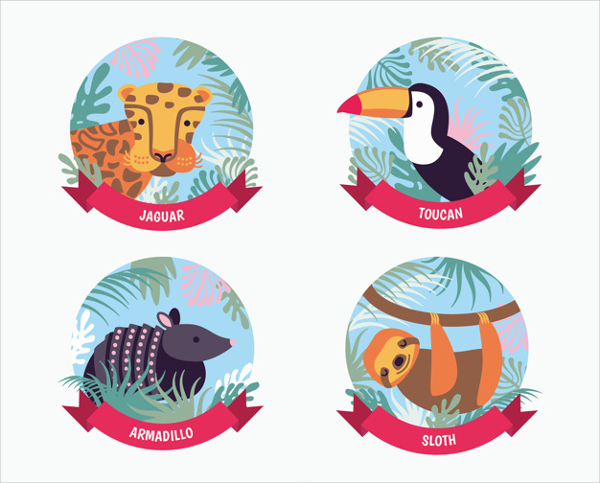 Amazonian Wildlife Logo Collection Free Vector