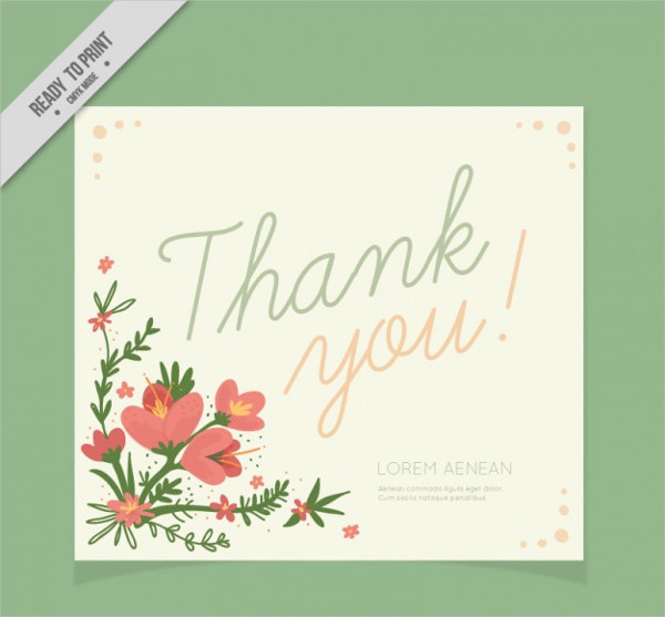 Beautiful Thank You Card Decorated With Flowers