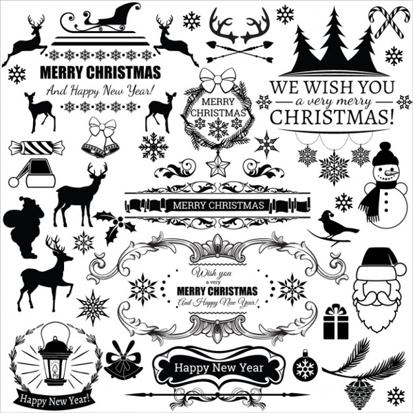 Black Christmas Labels Free Vector
