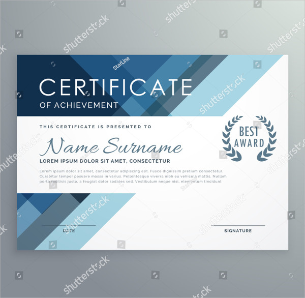 Blue Certificate Design In Professional Style