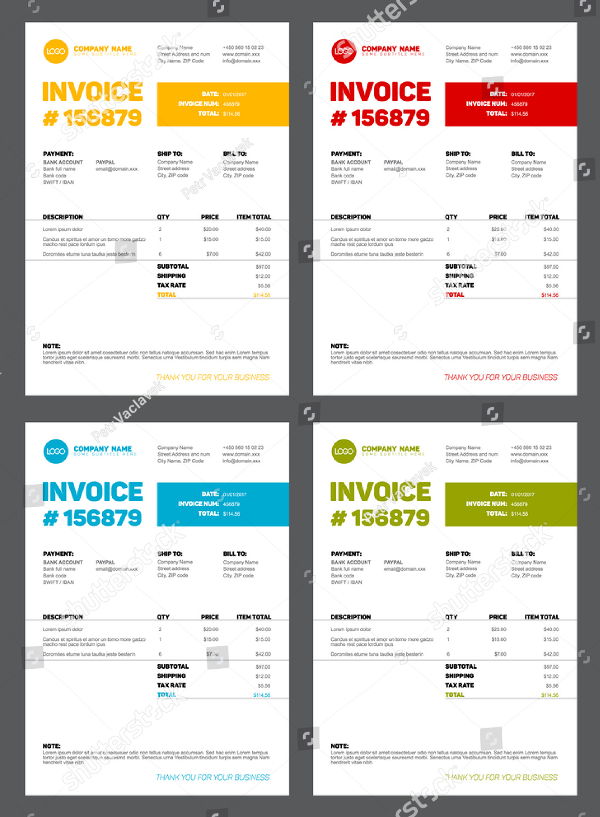 Collection Of Vector Minimalist Invoice Template