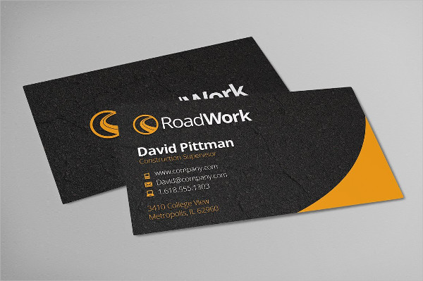 Construction Road Work Business Card Template