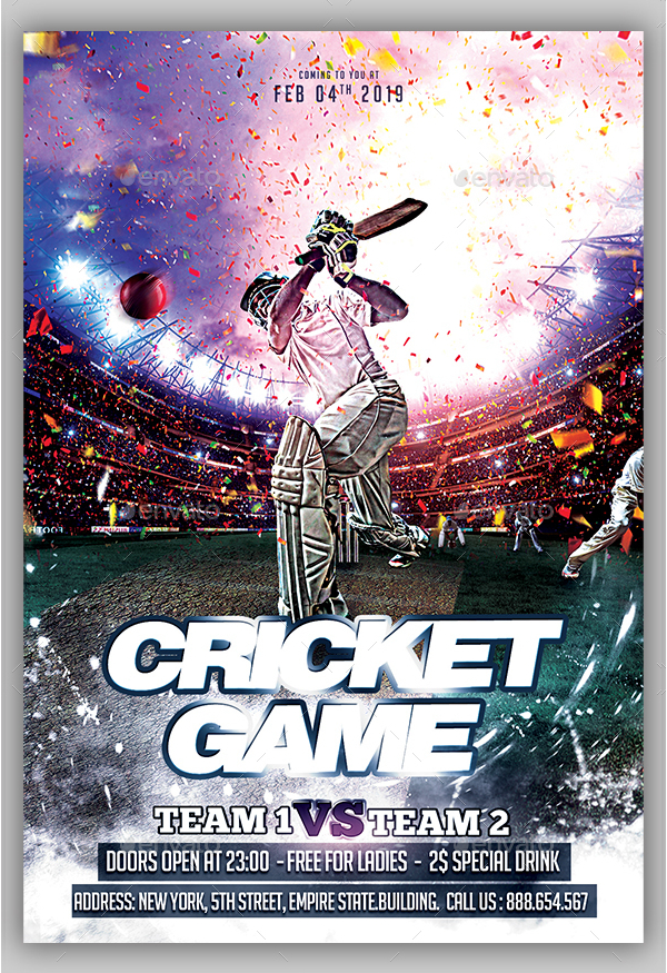 Cricket Game Flyer Template