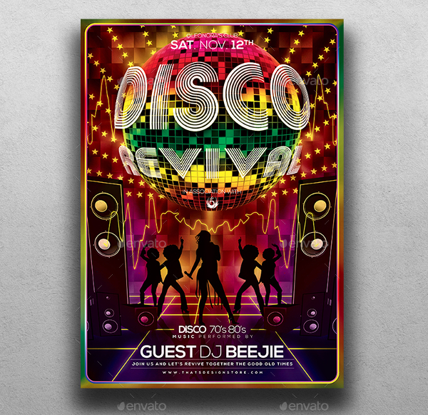 Disco Revival Vector Flyer Template