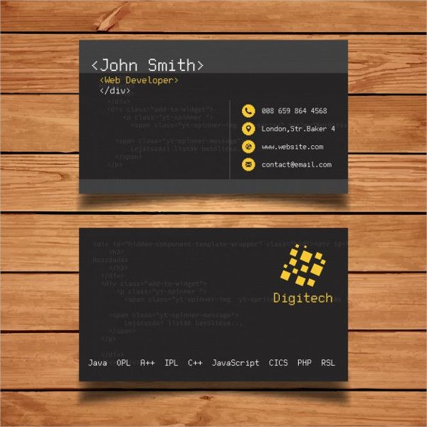 Free Download Web Developer Business Cards Template