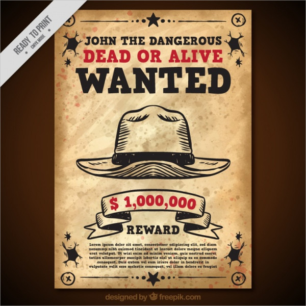 Free Download Wanted Poster With Hat In Vintage Style