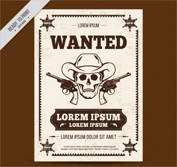 Free Western Poster With Skull Sketch