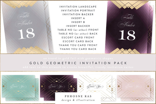Editable Geometric Wedding Invitations