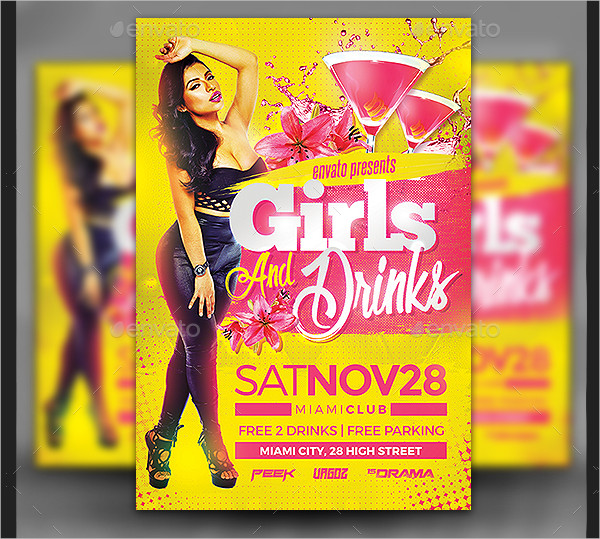 Girls Drinks Party Flyer Templates