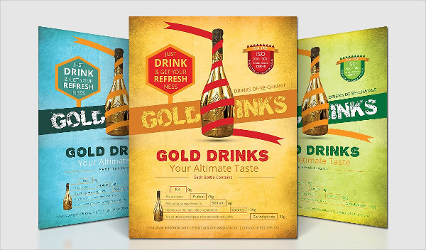 Gold Drinks Party Flyer Templates