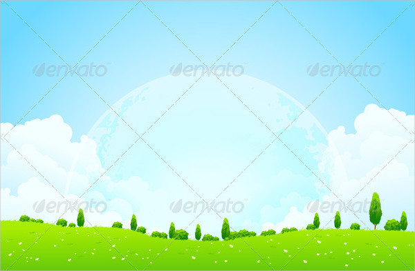 Green Background With Moon In The Sky