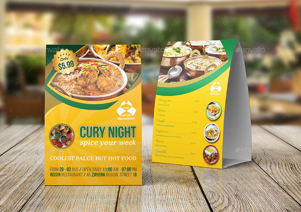 Indian Restaurant Table Tent Template