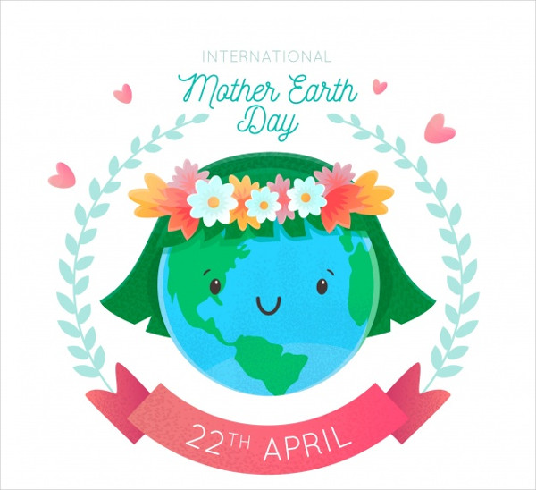 International Mother Earth Day Background With Cute World