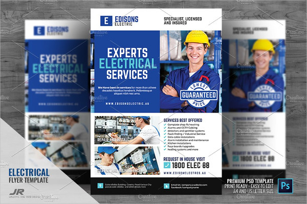 Lighting Electrician And Electrical Flyer Template