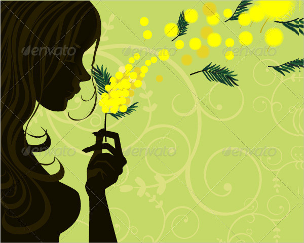 Mimosa Woman With Green Background