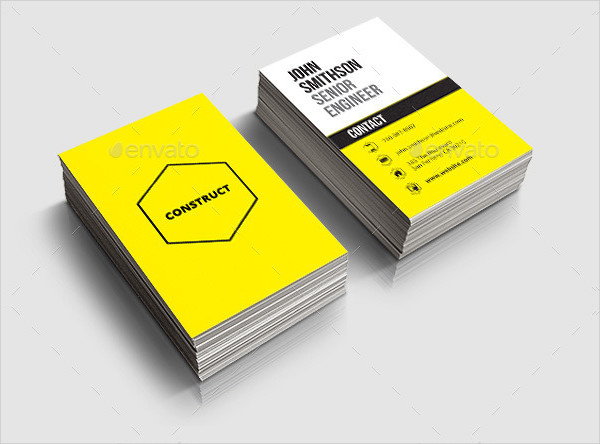 Construction Engineer Business Card Template