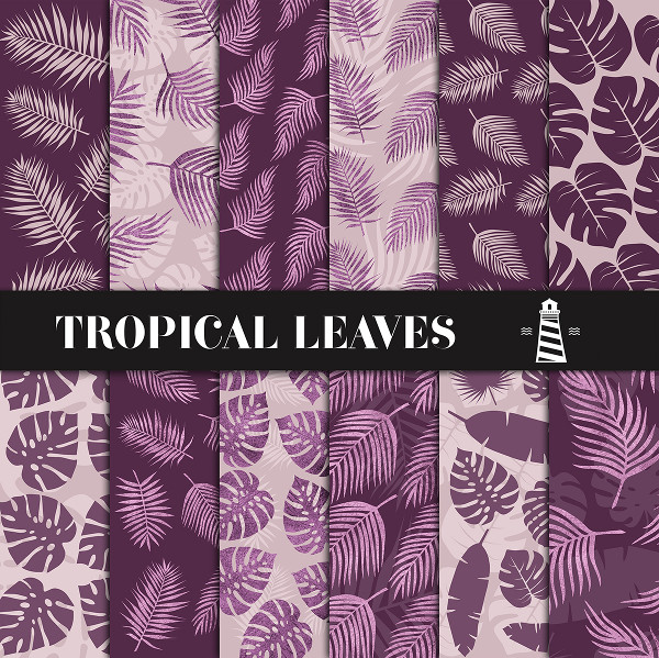 Leaf Purple Palm Pattern Design Template