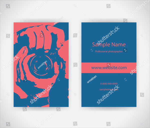 Red And Blue Business Card For Photographer