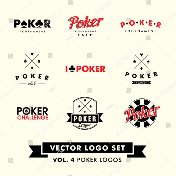 Retro Hipster Poker Vector Logo Set