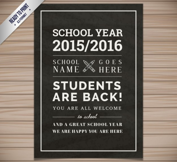 School Flyer In Blackboard Style Free Vector