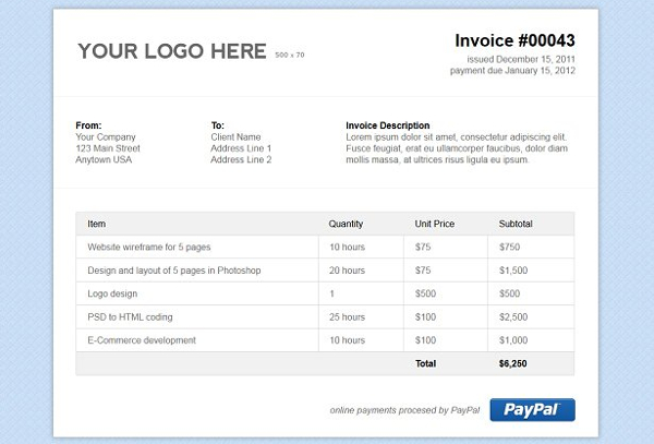 Simple HTML Invoice Template