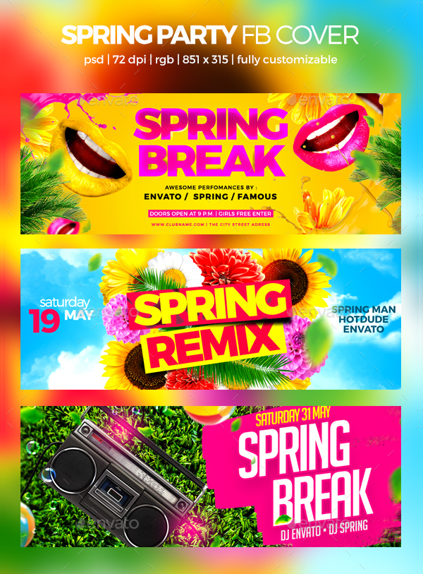 Spring Party Facebook Cover Template