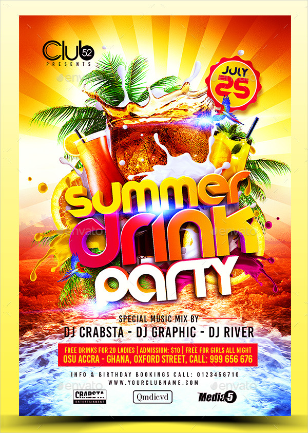 Summer Drink Party Flyer Template