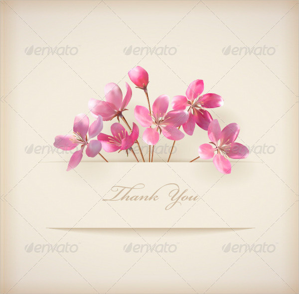 Thank You Card With Pink Flowers