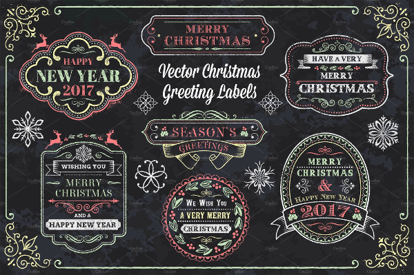 Vector Christmas Greeting Labels