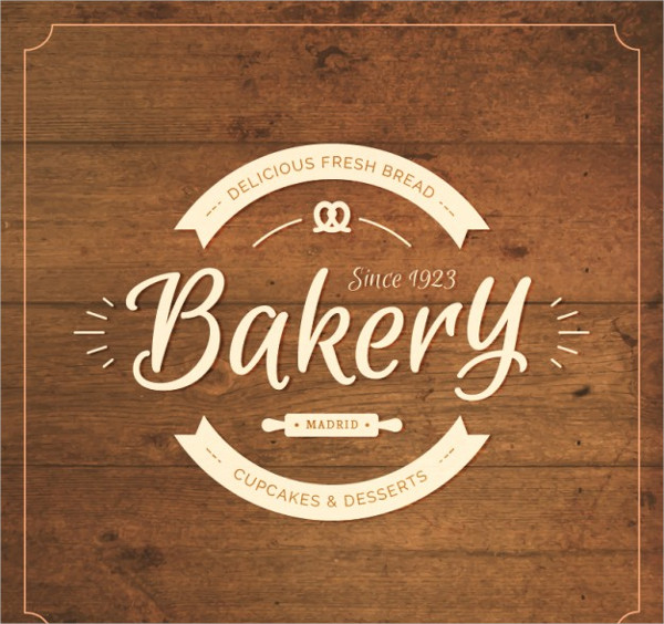 Wooden Background With Bakery Badge