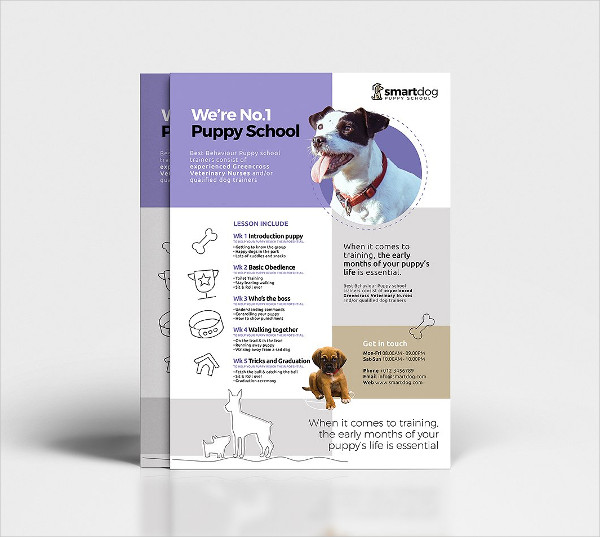 A4 Puppy School Poster Template