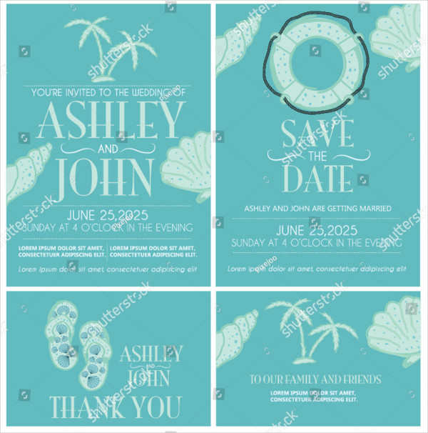 Beach Bottle Wedding Invitations