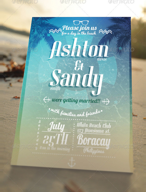 Beach Style Wedding Invitation Card