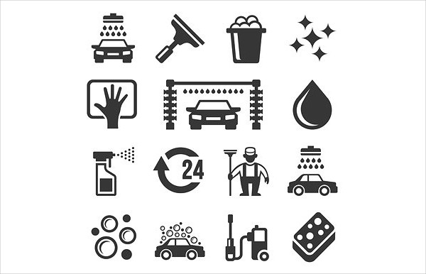 Car Wash Icons Set