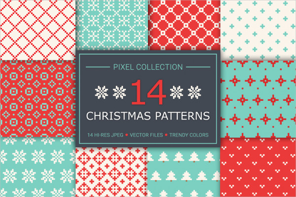 Christmas Pixel Seamless Patterns