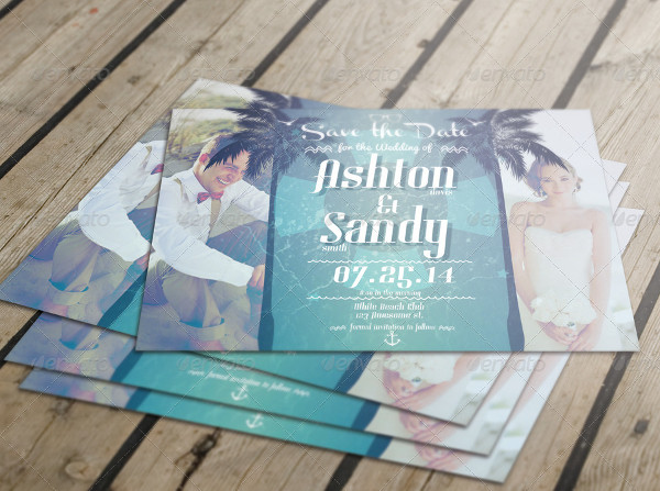 Clean Beach Style Wedding Invitation Post Cards