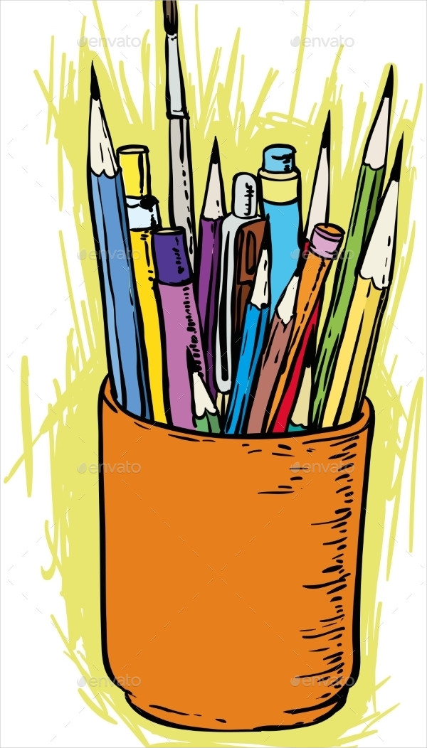 Colorful Pencils And Brushes