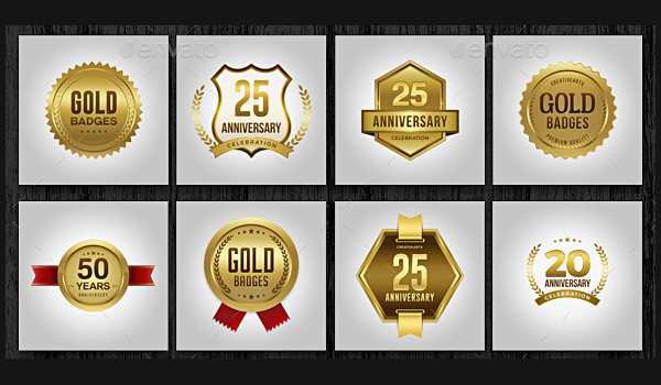 Gold Badges Logo Set