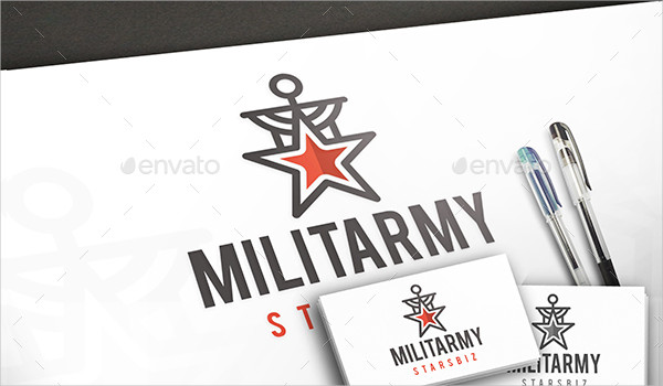 Editable Ribbon Military Logo Template
