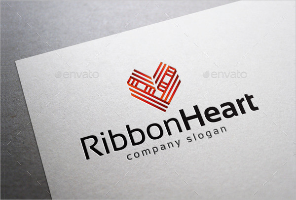 Ribbon Heart Logo Template