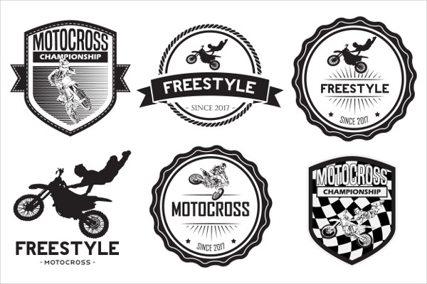 Set Of Motocross Badge Logo