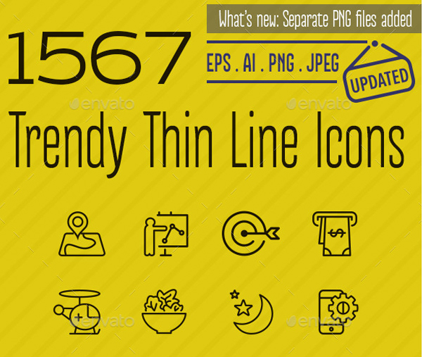 1567 Trendy Android Thin Line Icons