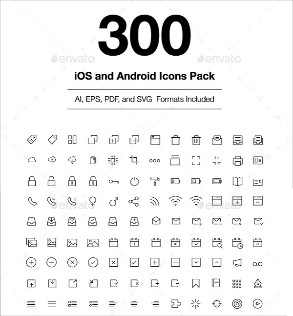 iOS Android 300 Vector Icons