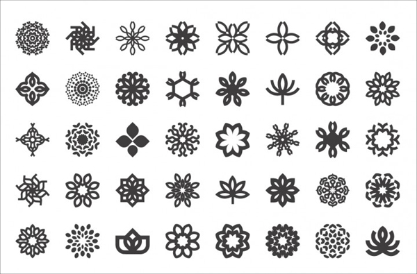 Abstract Flower Icon Set